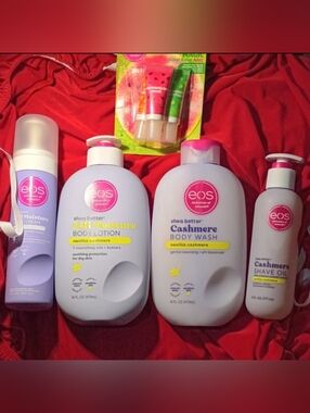 (5) EOS 4 pack Lip Balm Body Wash Body Lotion Body Oil & 24hr Shave Cream